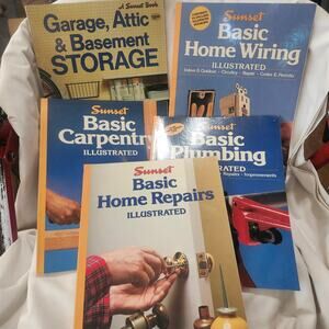 5 Sunset DIY Books Wiring Plumbing Carpentry Repairs Storage B20